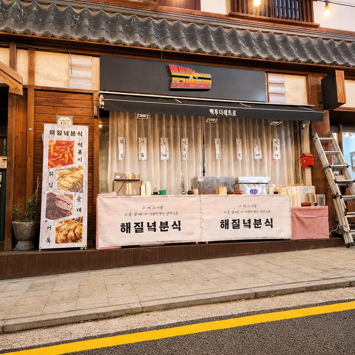 드라마 촬영장 분식노점 세팅 현장